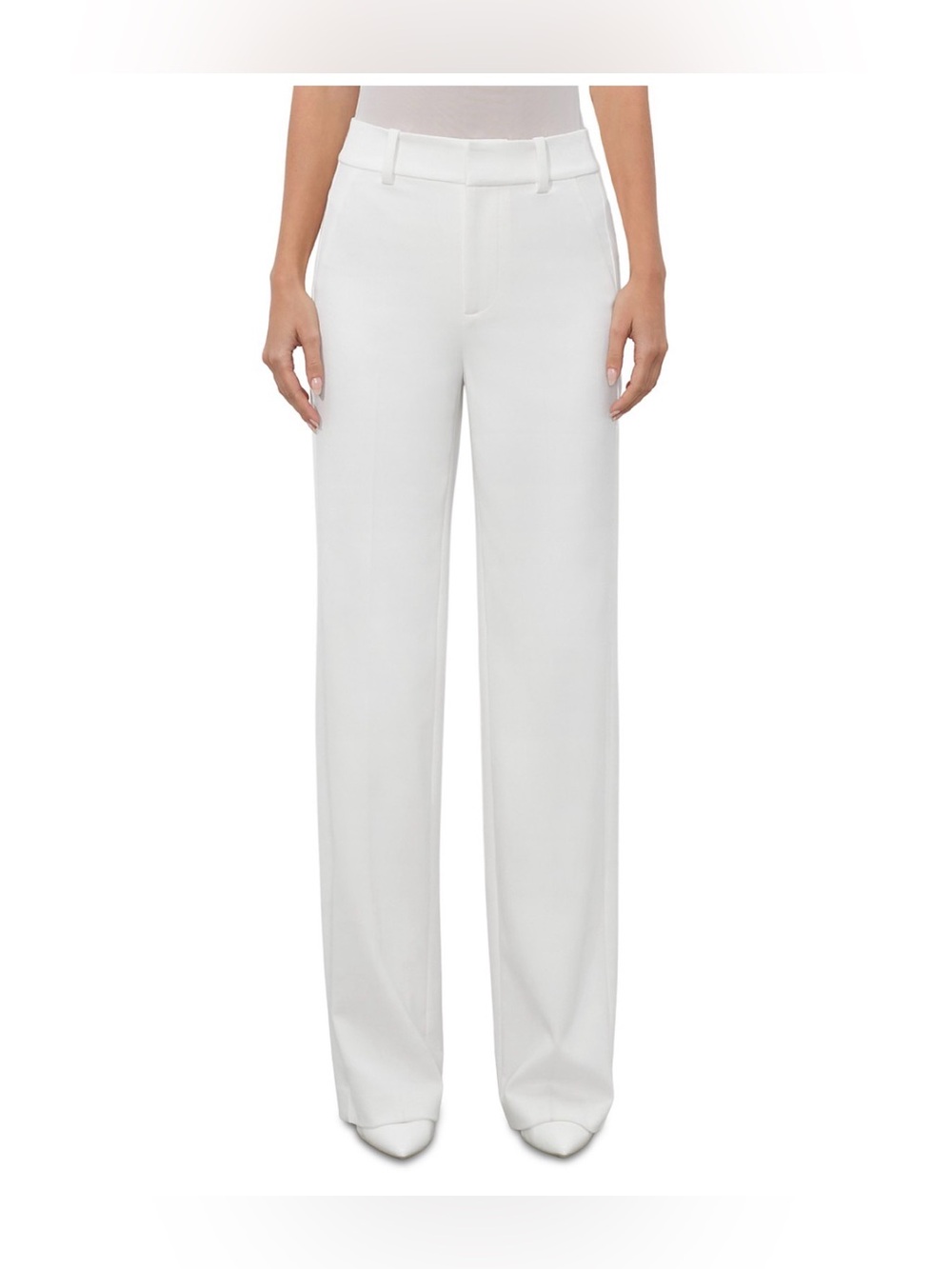 $330 Alice + Olivia Women's White Alexander High Rise Slim Straight Pants Size 6